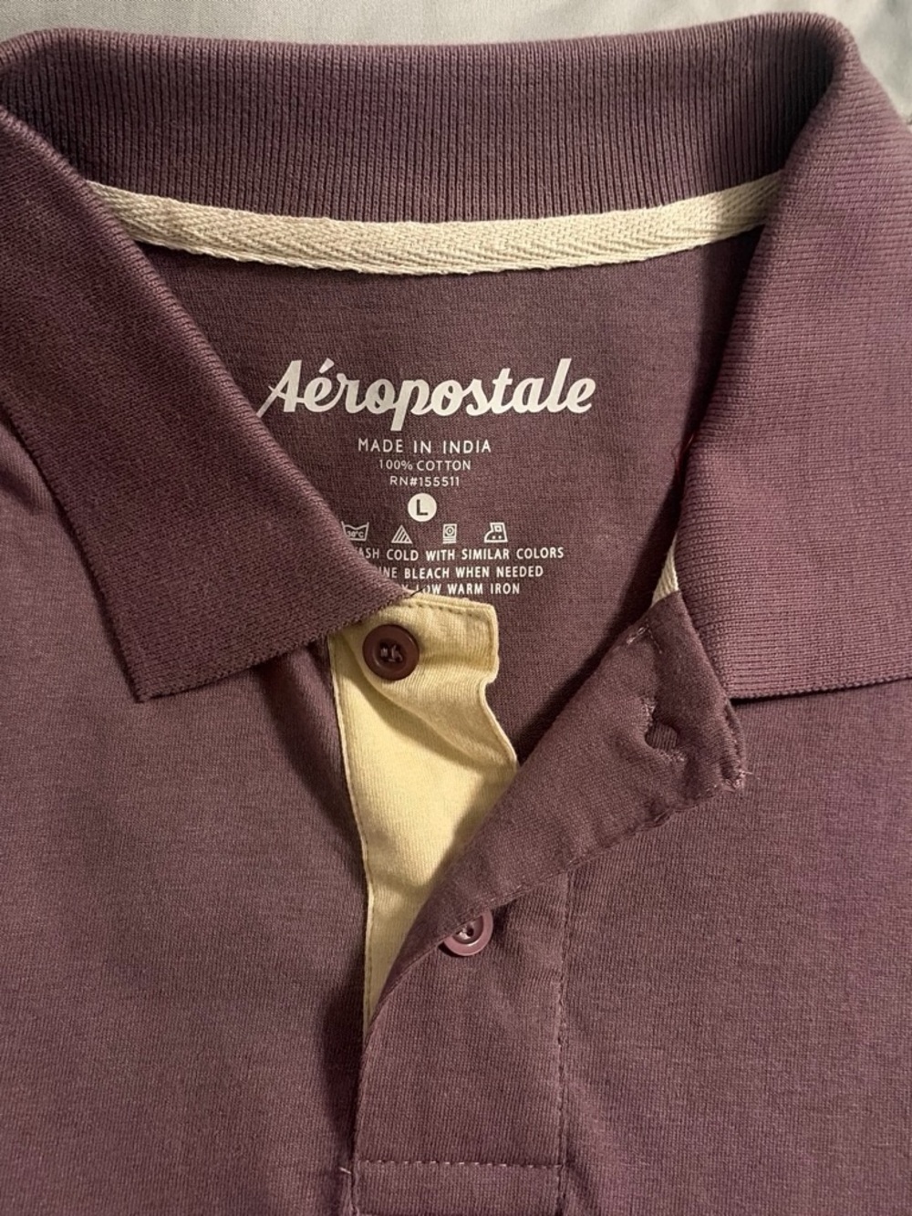 Aeropostale Men's Mauve Polo with Cream Placket Trim